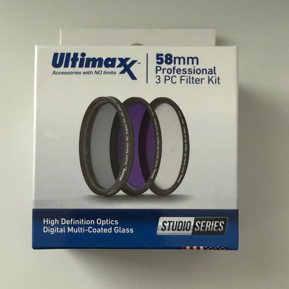 58mm Professional 3 PC Filter Kit - Black and Purple